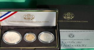 1989 Congressional Gold Silver Dollar & Half 3 Coin Set US Mint 