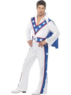 Adults Evel Knievel LICENSED Fancy Dress Stuntman 70s 80s Costume 