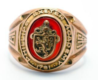 Vintage 10KY 1945 Exeter Phillips Academy High School Ring Size 7 1/2 