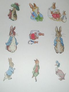 A4 FABRIC IRON ON SHEET OF 9 PETER RABBIT aprox between 1.5x2 ans 3x2 