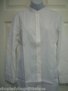 NEW LANDS END BRIGHT WHITE NO IRON STRETCH COTTON PRIEST COLLAR TUNIC 
