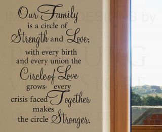 Wall Decal Sticker Quote Vinyl Art Our Family is a Circle of Strength 