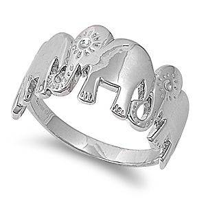 Rhodium Plated Brass Elephant Ring   Available in Sizes 6 7 8 9 10