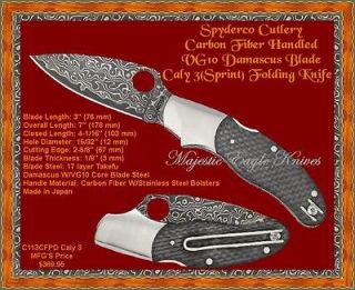 Spyderco Caly 3 (Sprint) Folding Knife 3 VG10 Damascus Carbon Fiber 
