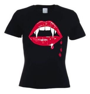 Fangs T Shirt   Vampire Rocky Horror Twilight Buffy Goth Halloween 