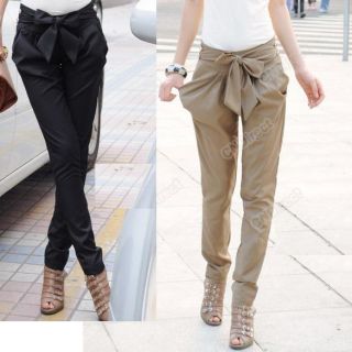 Women Sexy Fashion Harem Skinny Long Trousers OL Casual Slim Bow Pants 