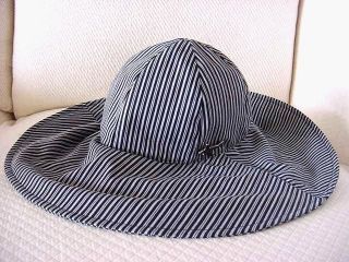 CHANEL WIDE BRIM Hat navy White Pins charming NEW NW