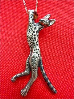 Serval Cat Sterling Silver Fazios Exclusive Exotic .925 Pendant 