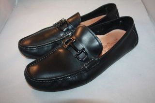 Ferragamo DAVERIO Black Leather Mens Loafers 9.5 D shoes Drivers 