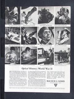   & LOMB World War II US Military Optical Equipment magazine Ad w2388
