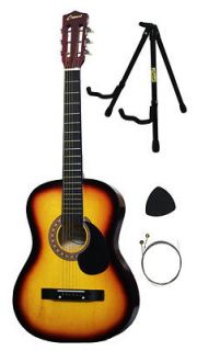  Crescent Beginners HANDMADE SUNBURST Acoustic Guitar+Stand And Extras