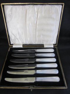   of 6 MOTHER O PEARL HANDLE MOP TEA KNIVES FIRTH STAINLESS STEEL BLADES