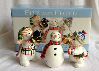 Fitz and Floyd Frosty Friends Snowmen Tumblers Tumbling Snow Figurines 