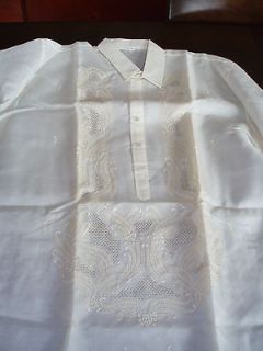 Philippines Jusi Barong Long sleeves Shirt. Embroidered.