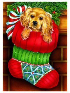 Outdoor Garden Dog Flag Spaniel Puppy Christmas Holiday Stocking
