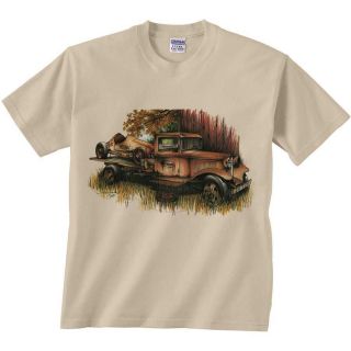Truck T Shirt Rusty Roadster On Hauler Tee Classic Car Shirt Flat Bed