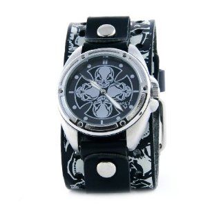   Independent Black on Black Racing Skull Leather Watch Watches 