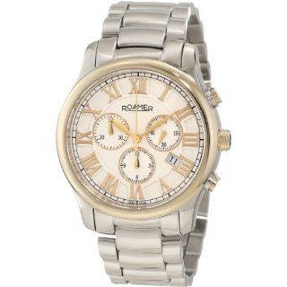   Gold IP Bezel Stainless Steel Chronograph Watch Watches 