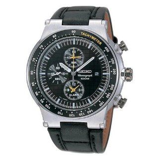   Mens Alarm Chronograph Black Dial Watch: Watches: 