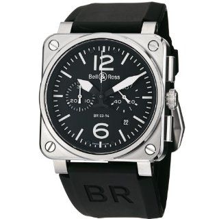   BR03 94STEEL Aviation Black Rubber Strap Watch: Watches: 