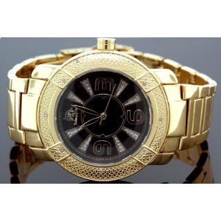 Techno Master Mens Yellow Gold plated Diamond Watch Watches  