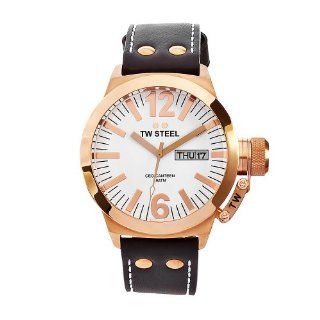 TW Steel Mens CE1017 CEO Canteen Brown Leather White Dial Watch 