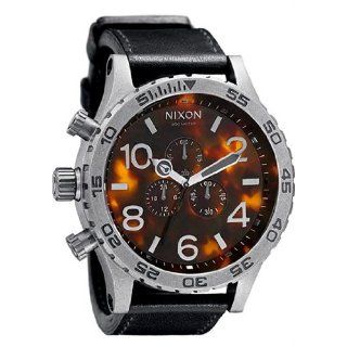 Nixon 51 30 Chrono Leather Watch Black/Tortoise, One Size: Watches 