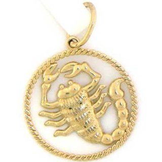 14k Solid Yellow Gold Scorpio Zodiac Charm Pendant: Jewelry:  