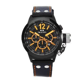 TW Steel Mens CE1029 CEO Canteen Black Leather Chronograph Dial Watch 