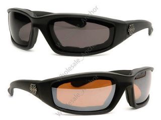   Foam Padded CHOPPERS Sunglasses w/ BLACK & DRIVING LENS motorcycle