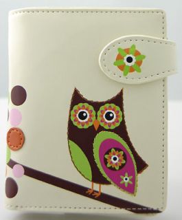SHAGWEAR Small Wallet Purse Retro Owl Beige Cream White