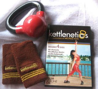 Kettlenetics Michelle Khai 4 DVDS Slim & Tone Plus 4lb Kbell Barely 