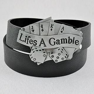 Vegas Casino Lifes A Gamble 10JQKA Poker Dice Flush Mens Buckle 
