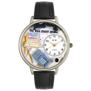    AccounTant Black Padded Leather And Silvertone Watch # 