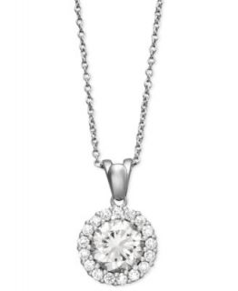 Brilliant Sterling Silver Necklace, Cubic Zirconia Round Pave 