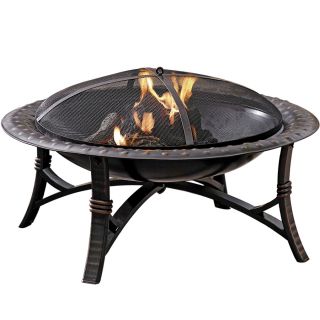 Shop Garden Treasures 35 in Black Steel Wood Burning Fire Pit at Lowes 