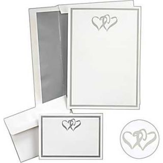 Silver Double Hearts Wedding Invitation Kit  