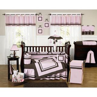 Sweet Jojo Designs Pink and Brown Hotel Baby Collection 9 Piece Crib 