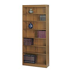 Safco® WorkSpace® Square Edge Veneer Bookcase, 6 Adjustable Shelves 