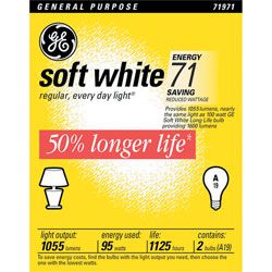 GE Soft White Light Bulbs California Title 20 Compliant 71 Watts Pack 