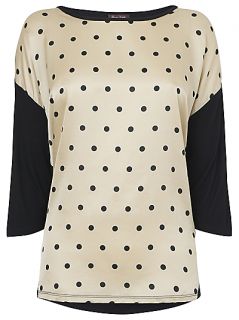 Buy Phase Eight Eliana Spot Woven Top, Wheat/Black online at JohnLewis 