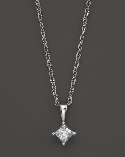 Princess Cut Diamond Pendant Necklace in 14K White Gold, .50 ct.tw 