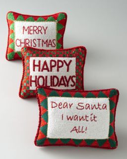 Sudha Pennathur Hand Beaded Christmas Pillows   The Horchow Collection