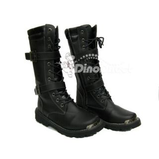 Wholesale Men Black Knee High Lace Up Combat Boots   