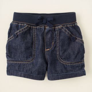 baby girl   shorts   knit waistband denim shorts  Childrens Clothing 