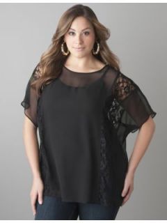 LANE BRYANT   Lace inset sheer blouse customer reviews   product 