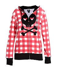 Red (Red) Abbey Dawn Gingham Skull Hoody  246490660  New Look