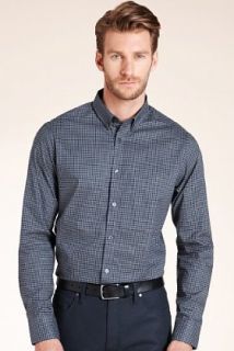 Autograph Pure Cotton Marl Gingham Checked Shirt   Marks & Spencer 