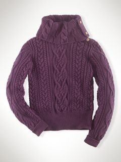 Cable Knit Turtleneck Sweater   Girls 7 16 Sweaters   RalphLauren