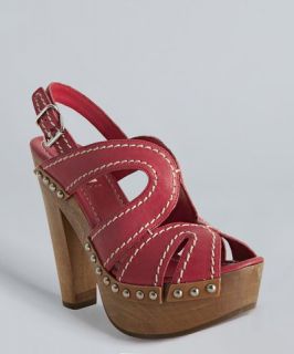 Miu Miu cardinal stitched leather slingback platform sandals